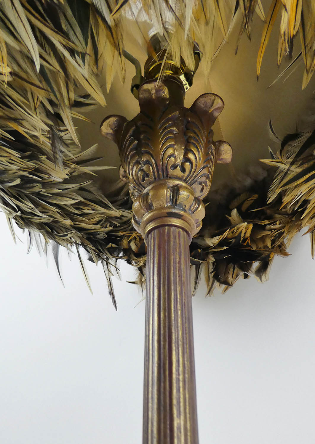 TABLE LAMPS, a pair, contemporary, with feathered shades, 90cm H. (2) - Image 3 of 5