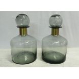 MURANO STYLE DECANTERS, a pair, 39cm H approx. (2)