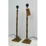 FAUX BAMBOO TABLE LAMPS, a pair, gilt metal, 68cm H. (2)