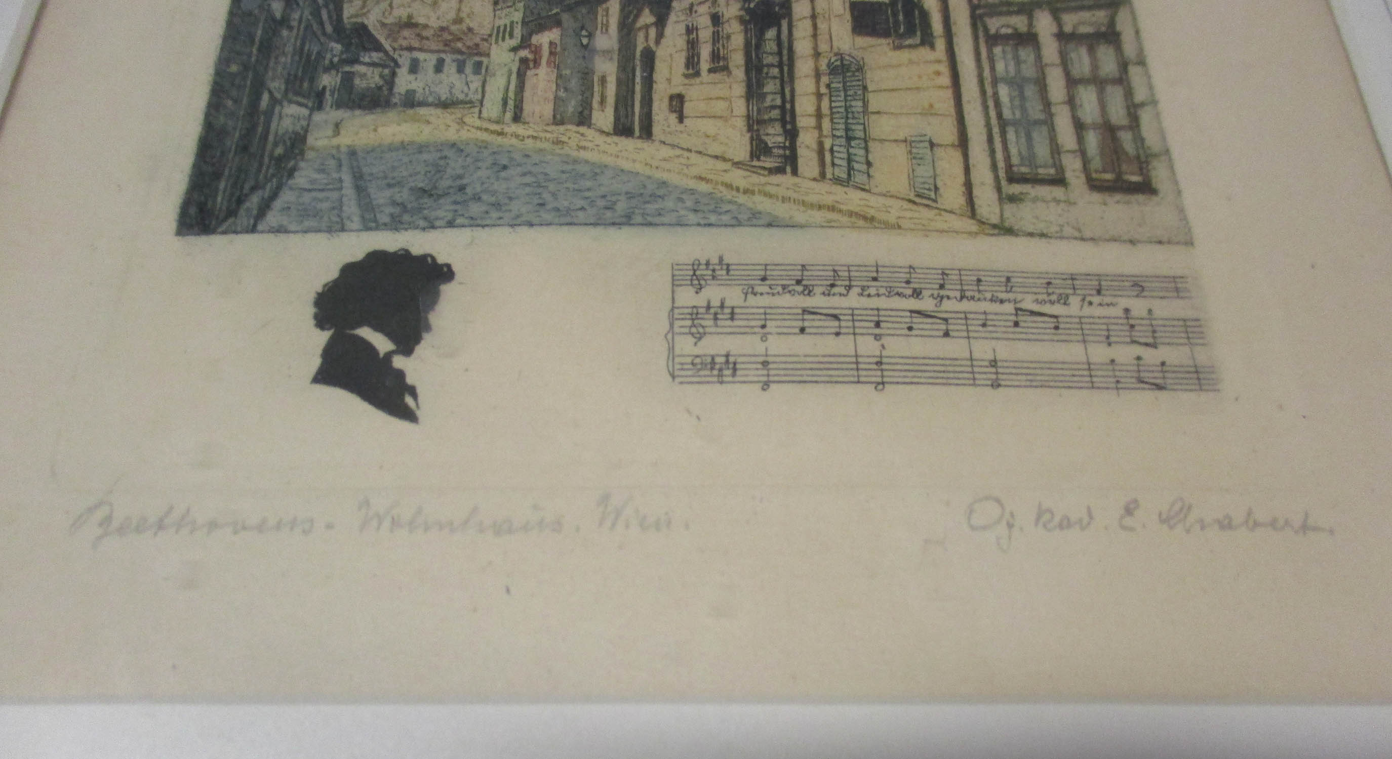 OG. KAV. E. CHABERT 'Beethoven's House and Schubert's Birth House in Vienna', a pair of colour - Image 2 of 4