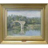 DIANA BOWEN 'Old Roman Bridge, Alderche, France', oil on canvas, signed, 35cm x 45cm, framed.