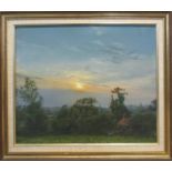 GERALD PALMER 'Landscape at Sunrise', oil on canvas, signed lower left, 45cm x 55cm, framed.