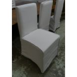 DINING CHAIRS, a set of eight, contemporary, white linen finish. 97cm H. (8)