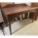 ARTS AND CRAFTS HALL TABLE, oak, circa 1890, with arched frieze and ring turned supports, 152cm L