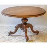 BREAKFAST TABLE, Victorian mahogany with oval top (bolts associated) 74cm H x 140cm x 108cm.