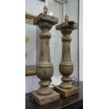 TABLE LAMPS, a pair, aged finish, 70cm H. (2)