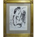 MARC CHAGALL 'Self Portrait', 1962, original black and white lithograph, printed by Mourlot,