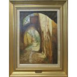 DIANA BOWEN 'St Ciro Lapopie', oil on canvas, signed, 45cm x 35cm, framed.