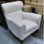 AFTER LINLEY ASTON STYLE ARMCHAIR, white, 86cm W.