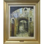 DIANA BOWEN 'St Montan', oil on canvas, signed, 45cm x 35cm, framed.