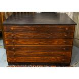 PLAN CHEST, rosewood, in two parts, containing six drawers, with black formica top and base, 78cm
