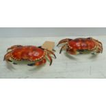 CRAB TRINKET JARS, a pair, polychrome metal, 30cm x 23cm approx. (2)