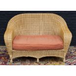 RATTAN CONSERVATORY SETTEE, 20th century, to match previous lot.