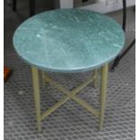 SIDE TABLES, a pair, 1950s Italian style, marble tops, 44.5cm H x 43cm diam. (2)