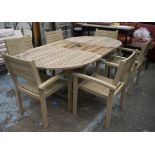 WINCHESTER TEAK GARDEN SET, including a table with retractable leaf, 75cm H x 110cm x 160cm L, 210cm