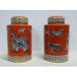 GINGER JARS, a pair, zebra print glazed finish, 32cm H. (2)