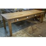 FARMHOUSE TABLE, Victorian sycamore and pine with two drawers, 78cm H x 244cm x 89cm. (with faults)