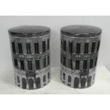 BARREL STOOLS, a pair, 1950's Italian style ceramic, 45cm H x 30cm diam. (2)