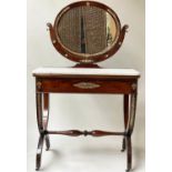 EMPIRE DRESSING TABLE, early 19th century, French flame mahogany and gilt metal mounted, with marble