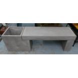 CONCRETE PLANTER BENCH, Brutalist style, 150cm L x 45cm H x 40cm.