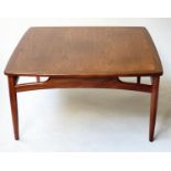 G PLAN LOW TABLE, rectangular teak with pierced supports, 43cm H x 86cm x 86cm.