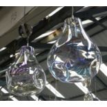 LAVA GLASS CEILING PENDANT LAMPS, a pair, 158cm Drop. (2)