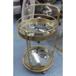 DRINKS TROLLEY, 1960's French style, gilt metal and mirror, 45cm diam x 77cm H.