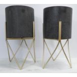 PLANTERS, a pair, on stands, contemporary design, 30cm Diam x 60cm H. (2)