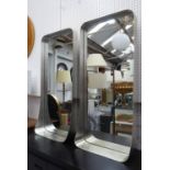 MIRRORED WALL NICHES, a pair, silvered finish, 96cm x 41cm approx. (2)