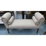 WINDOW SEAT, neutral upholstered with bolster cushions, 140cm W.