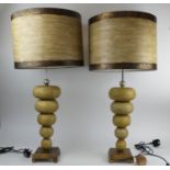 FLAMBEAU RETRO TABLE LAMPS, a pair, with shades, 84cm H. (2)