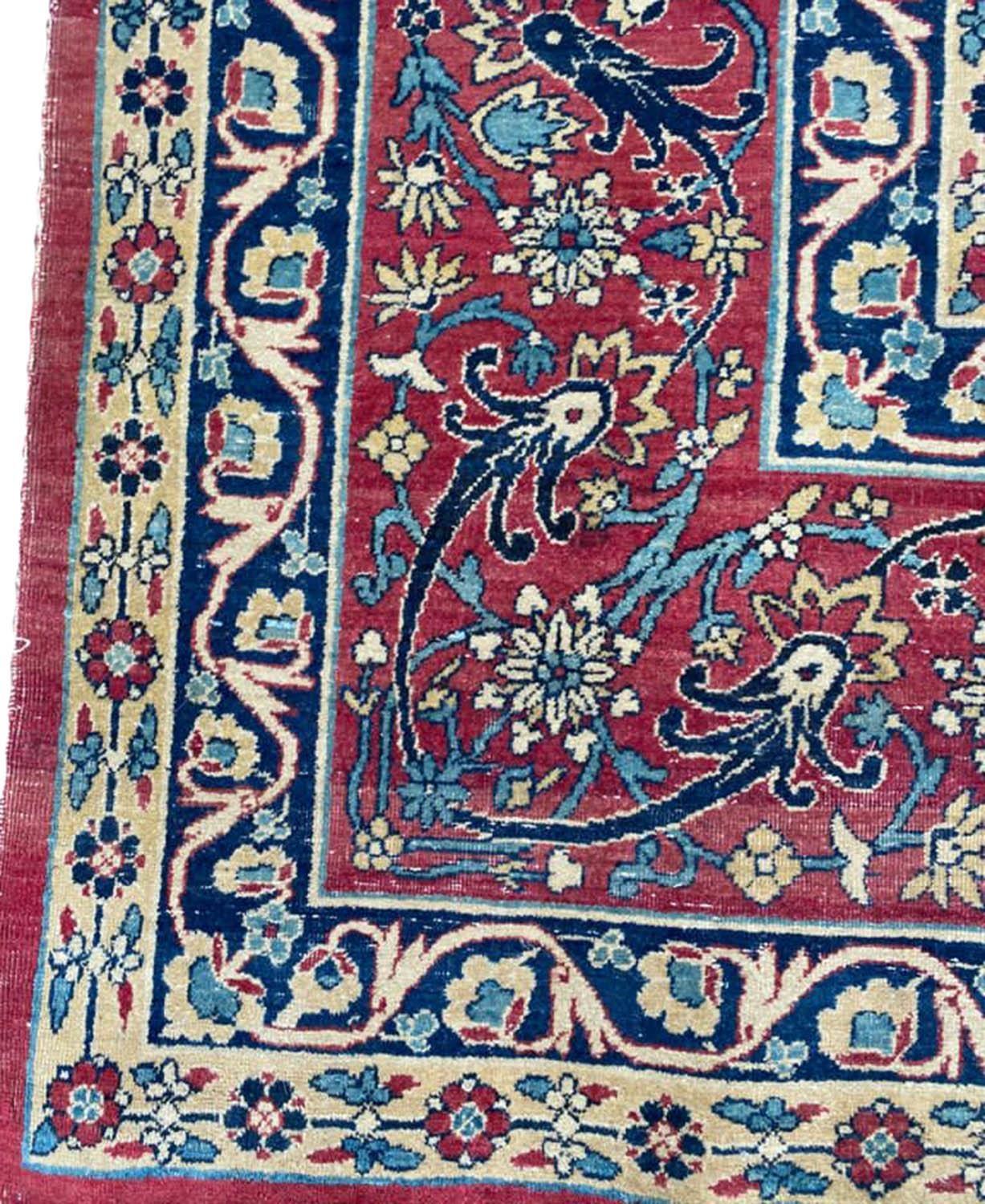 ANTIQUE PERSIAN KIRMAN LAVER CARPET, 375cm x 270cm. - Image 3 of 4