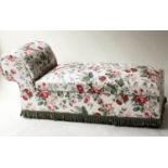 CHAISE LONGUE, Victorian, rectangular with rising seat, with Colefax & Fowler, chintz rose cotton