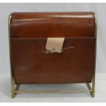 MAGAZINE RACK, 1950's French style, gilt metal and leather, 20cm x 38cm x 38cm.