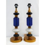 MURANO STYLE TABLE LAMPS, a pair, 53cm H (2)