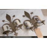 MCCLOUD & CO CROWN FLEUR DE LYS SCONCES, a pair, silver gilt, 26cm x 41cm H. (2)