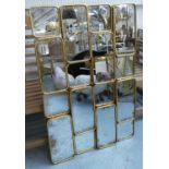 WALL MIRROR, 1960's French style segmented design, antiqued plate, 109cm x 73cm.
