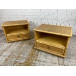 DAL VERA BEDSIDE/LAMP TABLES, a pair, 1960's Italian rattan and bamboo, 47cm H x 61cm x 41cm. (2)