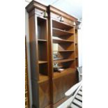 BOOKCASE, contemporary design, with brass banding and four spotlights, (some of the banding