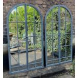 ARCHITECTURAL GARDEN MIRRORS, a pair, gated design, 170cm x 90cm. (2)