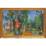 RAOUL DUFY 'Le Paddock a Deauville', original lithographic poster, linen backed signed in the plate,