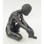 SCULPTURE 'Seated Nude', by Caroline Russell MRSS, bronze resin, signed and dated 1993/94, limited