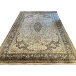 FINE PURE SILK HEREKE DESIGN CARPET, 345cm x 250cm.