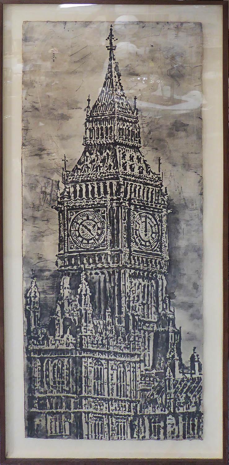 JOSÉ-MARIA CANO (Spanish b.1959) 'Queen Elizabeth Tower', 2010, copper plate etching, E/A, signed