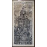 JOSÉ-MARIA CANO (Spanish b.1959) 'Queen Elizabeth Tower', 2010, copper plate etching, E/A, signed