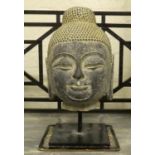 BUDDHA'S HEAD, on stand, 41cm H.
