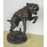 BRONZE TETHERED MASTIFF DOG, after C. Valton, 60cm H.