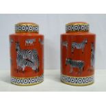 GINGER JARS, a pair, glazed ceramic with zebra print detail, 32cm H. (2)