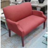 HALL BENCH, contemporary design, red fabric upholstered, 117cm.