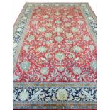 FINE PURE SILK TEHRAN DESIGN CARPET, 290cm x 190cm.